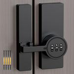 YogePote Keyless Password Barn Door Lock, 180 Degree Adhesive Cabinet Lock with 3-Digit Combination, Sliding Flip Door Latch with Glue and Screws for Gate, Closet, Shed, Pantry, Bedroom (Black-1pc)