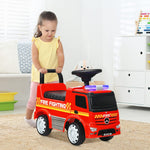Costzon Ride On Push Car for Toddlers, Licensed Mercedes Benz Sliding Car w/Steering Wheel, Horn, Headlights, Under Seat Storage, Foot-to-Floor Riding Toy for Boys Girls 18-36 Months (Fire Truck, Red)