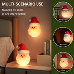 Christmas Decorations Santa Silicone Night Light, LED Dimmable Bedside Lamp for Nursery, Rechargeable Touch Lamp with Timer, Squishy Cover, Cute Holiday Room Decor & Stress Relief Gift for Kids