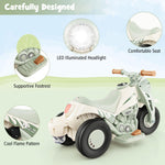 Costzon Kids Motorcycle, 6V Battery Powered Ride on Motorcycle with Bubble Maker, Music, LED Headlight, Forward & Backward, 3 Wheels Electric Motorcycle for Kids, Gift for Boys & Girls (Beige)