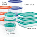 Pyrex Simply Store (12-Pack) Glass Food Storage Containers Set, (1, 2, & 3 Cup) Meal Prep Containers With BPA-Free Lids, Dishwasher & Microwave Safe