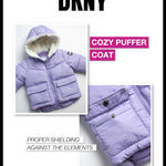 DKNY Infant Toddler Baby Girls' Winter Jacket - Fleece Lined Quilted Bubble Puffer Parka Coat for Girls (Sizes:12M-4T), Size 18 Months, Pale Lavander