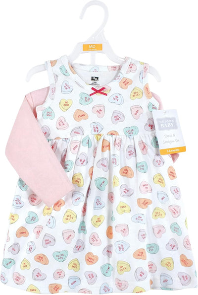 Hudson Baby Baby Girls' Cotton Dress and Cardigan Set