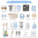 Giftissimo 28 Piece Baby Shower Gifts for Boys, Baby Essentials for Newborn, Large Baby Boy Gift Basket, Gender Reveal Gifts, Baby Registry Search, Diaper Caddy Organizer (Blue)