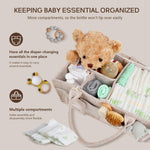 GEMII Diaper Caddy Organizer-Large Baby Caddy Organizer with Handle，Newborn Registry Essentials，Baby Shower Gift Basket for Boy or Girl(Oatmeal, Large)