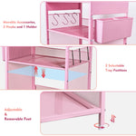 Gugsey Pink Small Nightstand, Kids Nightstand for Bedroom, End Table with Hooks and Holder, Toddler Bedside Table for Girls, Desk Organizer for Office, Dorm (Pink)