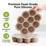 KeaBabies Silicone Baby Food Freezer Tray with Clip-on Lid, 2oz x 10 Pods Baby Food Freezer Molds, Breast Milk Freezer Tray, Dishwasher, Microwave, BPA-Free Baby Food Storage Tray(Chai Latte)