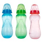 Nuby Non-Drip Standard Neck Bottles, 10 Ounce, Colors May Vary, 3 Count (Pack of 1)
