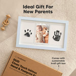 Inkless Hand and Footprint Kit, Boy, Girl, Newborn Keepsake - No Mess Ink Pad for Baby Handprint, Clean Touch Paw Print Kit for Dog Picture Frame, Personalized Baby Christmas Shower Gifts (Mist Blue)