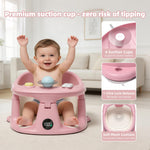 Baby Bath Seat for Babies 6 Months & up with Thermometer, Non-Slip Toddler Bath Seats for Sitting Up, Safe Infant & Newborn Bathtub Chair with 4 Suction Cups, Soft Cushion & Temperature Display, Pink