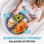 Coinicxcel Stainless Steel Toddler Plates with Suction, 9" BPA-Free Rainbow Baby Plates 2pcs with Removable Food-Grade Silicone Base, Divided Kids Plates Dishwasher Safe, Blue & Green