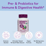 SmartyPants Kids Probiotic Immunity Gummies: Prebiotics & Probiotics for Digestive Health and Immune Support Supplement, Gluten Free, Vegan, Grape Flavor, 60 Count (30 Day Supply)