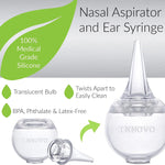 Innovo FSA/HSA Eligible Hospital Grade Silicone Twister Bulb Baby Ear Syringe and Nasal Aspirator, Sucks Snot and Mucus, Cleanable and Reusable, Clear