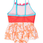 RuffleButts Girls UPF50+ Sun Protection Princess Sleeveless One Piece Swimsuit - Island Princess Flower, 3-6m