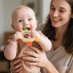 Baby Teething Rings Toys for 0-6 6-12 Months Animal Rattle Teether Sensory Toys for Babies 0-24Months Silicone Teether Relief Chew Soothing Sore Gums for Newborn Infant Essentials BPA Free (Animal)