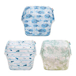 ALVABABY 3pcs Swim Diapers Baby & Toddler Snap One Size Reusable Adjustable Baby Boy Large Fish&sea-Plant 3ZSWY02