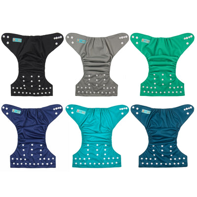 ALVABABY Baby Cloth Diaper 6 Pack with 12 Inserts One Size Cloth Diaper Covers Adjustable Washable Reusable for Baby Girls and Boys