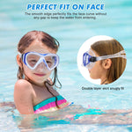 Kids Snorkel Set, Children Anti-Fog Diving Mask Swimming Goggles Full Dry Top Snorkel Equipment Snorkeling Packages Swimming Gear for Youth Boys Girls Age 5-10 (Blue White)