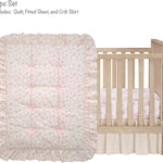 Lambs & Ivy Coquette Floral Pink Bows Aesthetic 3-Piece Baby Crib Bedding Set