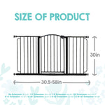 Regalo Safety 30.5-58" Extra Wide Arch Baby Gate with Door, Pressure Mount Walk Through Gate for Doorways & Bottom of Stairs, Babies, Toddlers & Pets, Tested & Safe, American Designed, American Owned
