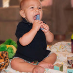 Brilliant Oral Care Baby’s First Toothbrush, Smooth Silicone Bristles Gently Clean Tender Teeth and Gums, for Ages 4+ Months, Green + Clear, 2 Pack