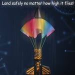 SainSmart Jr. Rocket Launcher for Kids, 200 Feet of Flight Altitude, Motorized Air Rocket with Parachute, Self-Launching Outdoor Toy with Safely Land, Black