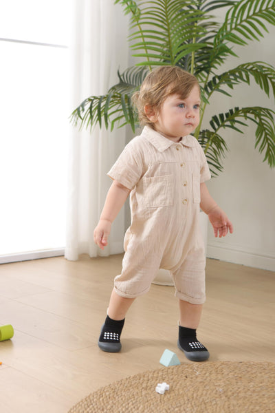 AniKigu Baby Sock Shoes Toddler Walking Slippers Black 18-24months