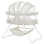Dream On Me Karley Bassinet, Award Winner Lightweight Travel Baby Bassinet, Foldable Bedside Sleeper, Adjustable Double Canopy, Spacious Design, Soft Fabric, Storage Basket – Cool Gray