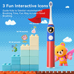 SEAGO Kids Electric Toothbrush, Pressure Sensor, Rechargeable, 8 Heads