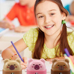 3 PCS Cute Pencil Sharpeners, Kids Pencil Sharpener Manual, Hand Held Pencil Sharpener, Funny Sharpeners Cartoon with Lid, Kawaii Capybara Stationary Gifts Mini School Office Supplies