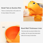 ENERGEVITY Suction Bowls Set for Baby Feeding，Silicone Suction Baby Bowl and Food-Grade 304 Stainless Steel Bowl with Fork and Spoon,Dishwasher Safe (Yellow Duck)