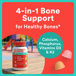 SmartyPants Kids Bone Support 4-in-1 Gummies with Calcium, Vitamin D3, K2 & Phosphorus for Growing Bones, Strawberry Mango, 60 Count (30 Day Supply)