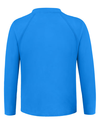 Toddler Boys Swim Shirt Long Sleeve Rash Guard UPF 50+ Sun Protection Shirts for Baby Kids Quick Dry(Blue,18-24M)