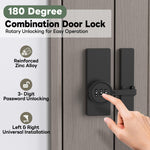 YogePote Keyless Password Barn Door Lock, 180 Degree Adhesive Cabinet Lock with 3-Digit Combination, Sliding Flip Door Latch with Glue and Screws for Gate, Closet, Shed, Pantry, Bedroom (Black-1pc)