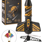 SainSmart Jr. Rocket Launcher for Kids, 200 Feet of Flight Altitude, Motorized Air Rocket with Parachute, Self-Launching Outdoor Toy with Safely Land, Black