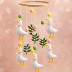 Vicenpal Wildflower Butterfly Baby Mobile for Crib Pink Spring Baby Room Decor Felt Nursery Mobile for Crib Neutral Wooden Handmade Hanging Decoration(Silly Goose)