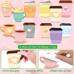 Fancy Land 24 Pads Cute Sticky Notes Self Sticky Notepads for Teachers Classrooms 720 Sheets Memo Pads Teacher Appreciation Nurse End of Year Graduation Gift Home Office Supplies Coffee Cup