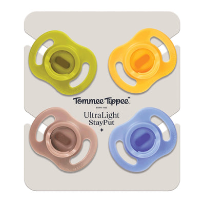 Tommee Tippee Ultra-Light StayPut Pacifier, One-Piece Silicone Design, 6-18m, 4 Pack