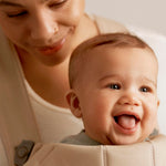 BabyBjörn Baby Carrier Mini, Beige, Woven | Newborn Carrier (7-25 lbs), Ergonomic, Easy-to-Use
