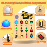 TINTECUSA Busy Board Montessori Toys for Toddler, Wooden Sensory Board Switch Toy with Shape Sorter LED Light Up Toys Educational Plane Travel Activity for Girls & Boys