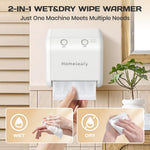 Homeleafy 2-in-1 Auto Dry&Wet Wipes Warmer, 3s Smart Dry-to-Wet Warming Technology Portable Wipes Dispenser with Clean Light&Mist Control,Desktop/Wall Mounted Baby Diaper Warmer for Newborns,Outdoor