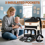 Mancro Diaper Bag Backpack for Women, Lightwight Baby Bag for Mom with 3 Insulated Pockets, Multifunctional Water Resistant Baby Backpack for Travel with USB Port & Stroller Straps
