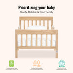Dream On Me Finn Toddler Bed in Vintage White Oak, Greenguard Gold and JPMA Certified, Non-Toxic Finish, Made of Sustainable New Zealand Pinewood, Low-to-Floor Design with Safety Guard Rails