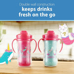 Dr. Brown's Milestones Insulated Sippy Cup with Straw and Handles, Spill-Proof Tumbler with Lid, Pink, 10 oz/300 mL, BPA-Free, 12m+, 4-Pack