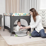 Pack and Play, Baby Bassinet Bedside Sleeper with Diaper Changer, Baby Playard, Baby Travel Playpen, Portable Baby Crib with Carry Bag, Easy to Install