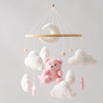 EERKEOD Baby Crib Mobile Bear Nursery Mobile for Boys Girls Teddy Velvet Mobile Nursery Decor for Infant Bedroom Hanging Baby Mobile for Bassinet Newborn Baby Gift（Pink Bear）