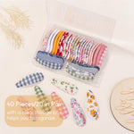 Choicbaby 40 Pcs Toddler Hair Clips Floral Print Girl Hair Clips for Girls Non Slip Wrapped Snap Hairpins for Kids Barrettes Hair Accessories for Baby Girls 2.2 Inch