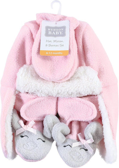 Hudson Baby Girls' Trapper Hat, Mitten and Bootie Set