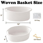 Gift Basket with Gift Bag and Ribbons,Small Rope Woven Shelf Storage,Baskets for Gifts Empty,Birthday,Shower,Decorative Organizer Box for Cat Dog Pet with Handles(White)