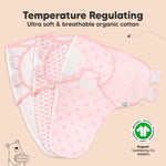 3-Pack Organic Baby Swaddle Sleep Sacks - Swaddles for Newborns, Infant 0-3 Months, Baby Girls, Boys, Soft & Snug Newborn Sleep Sack, Nursery Swaddling Blankets, Velcro Closure (Blossom)
